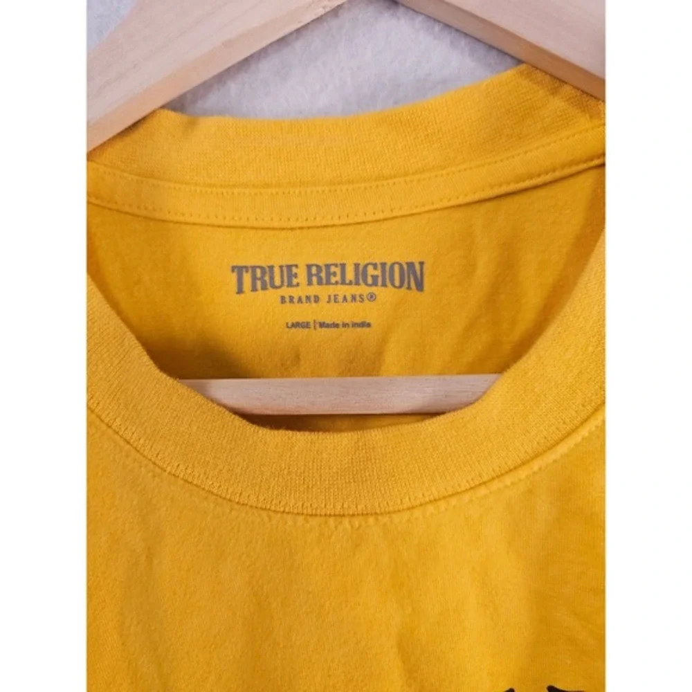 True Religion Brand Jeans Buddha Tour Graphic‎ Yellow Mens T-Shirt #1639
